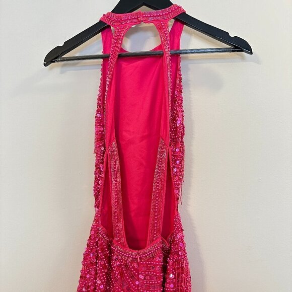 ASOS Pearl And Fringe Halter Midi Dress in Pink Size US 0 - Picture 10 of 15